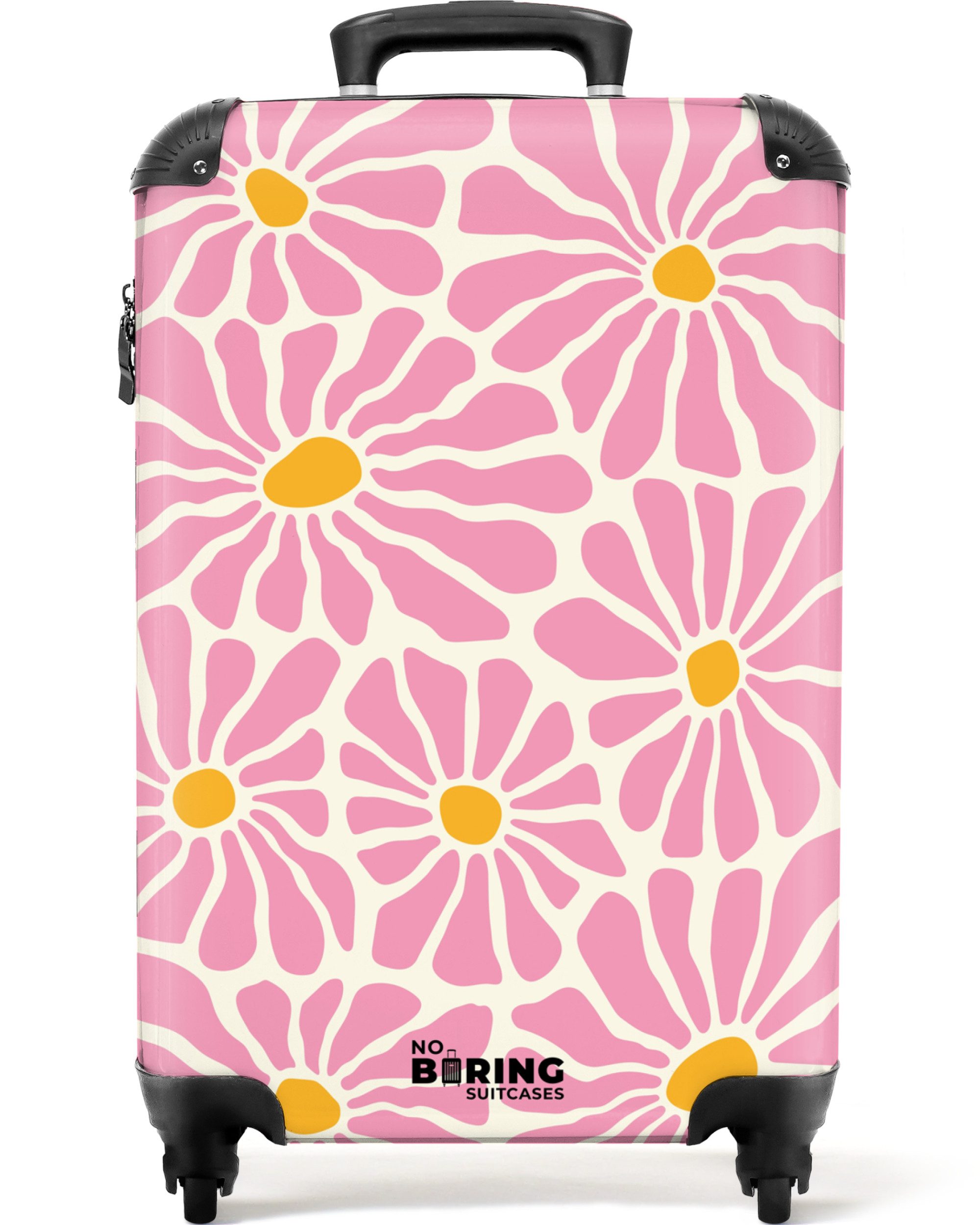 NoBoringSuitcases.com© Hartschalen-Trolley Beige mit rosa und günstig online kaufen