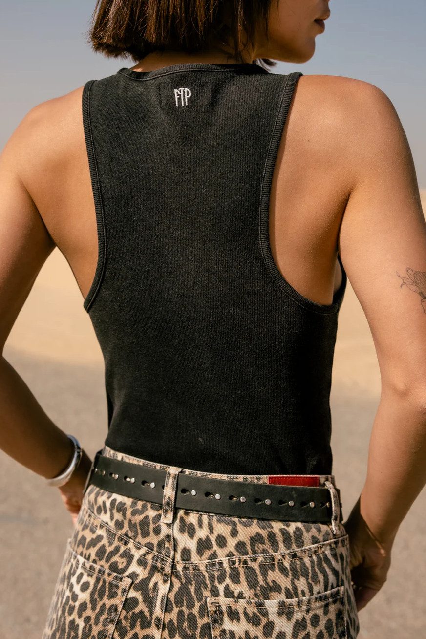 Freeman T. Porter Kurzarmshirt Dorila Rib Top Damen Tanktop schwarz - ärmelloses Top Damen - Shirt