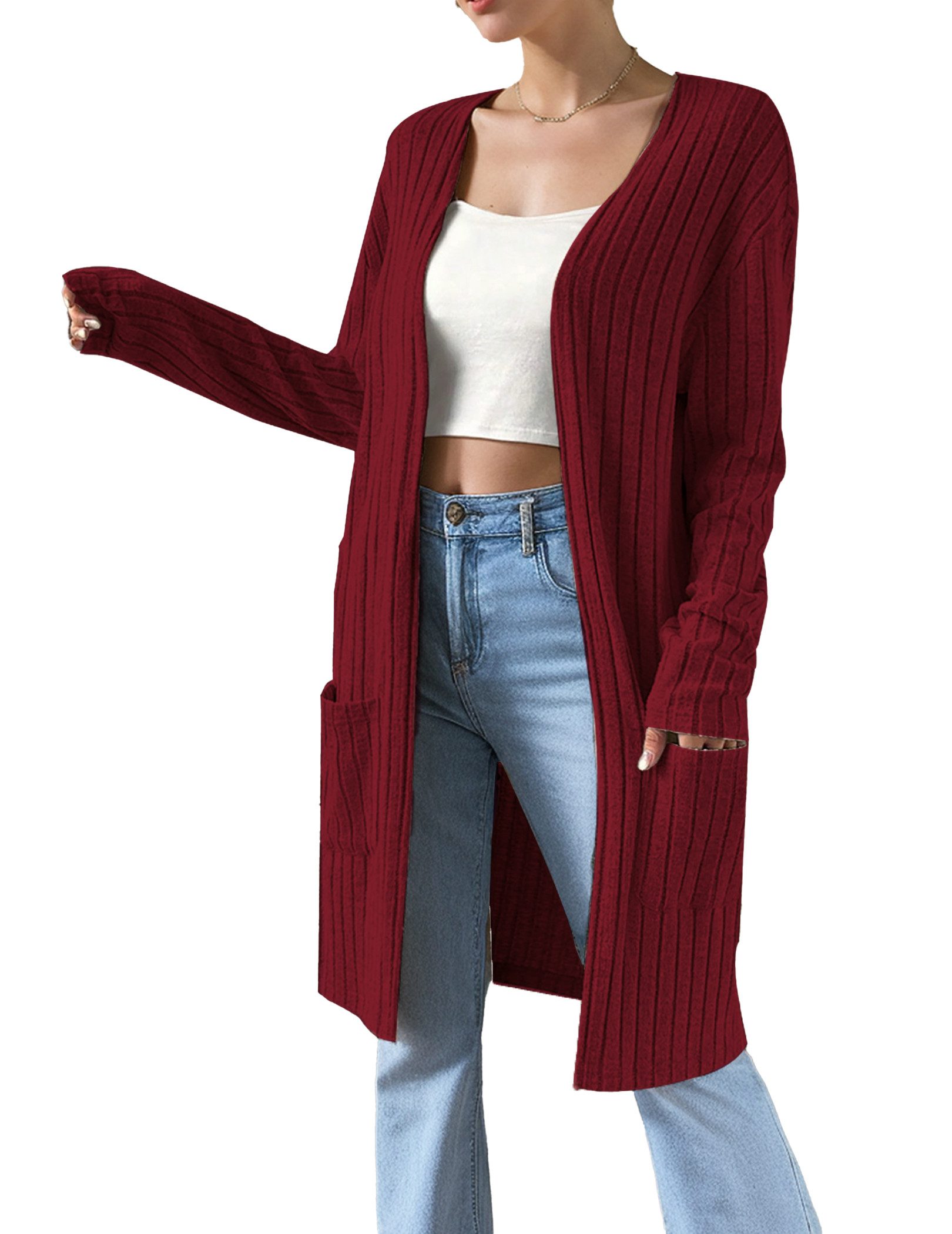 Damen Oberteile Lange Strickoberteile Pullover Extra Langer