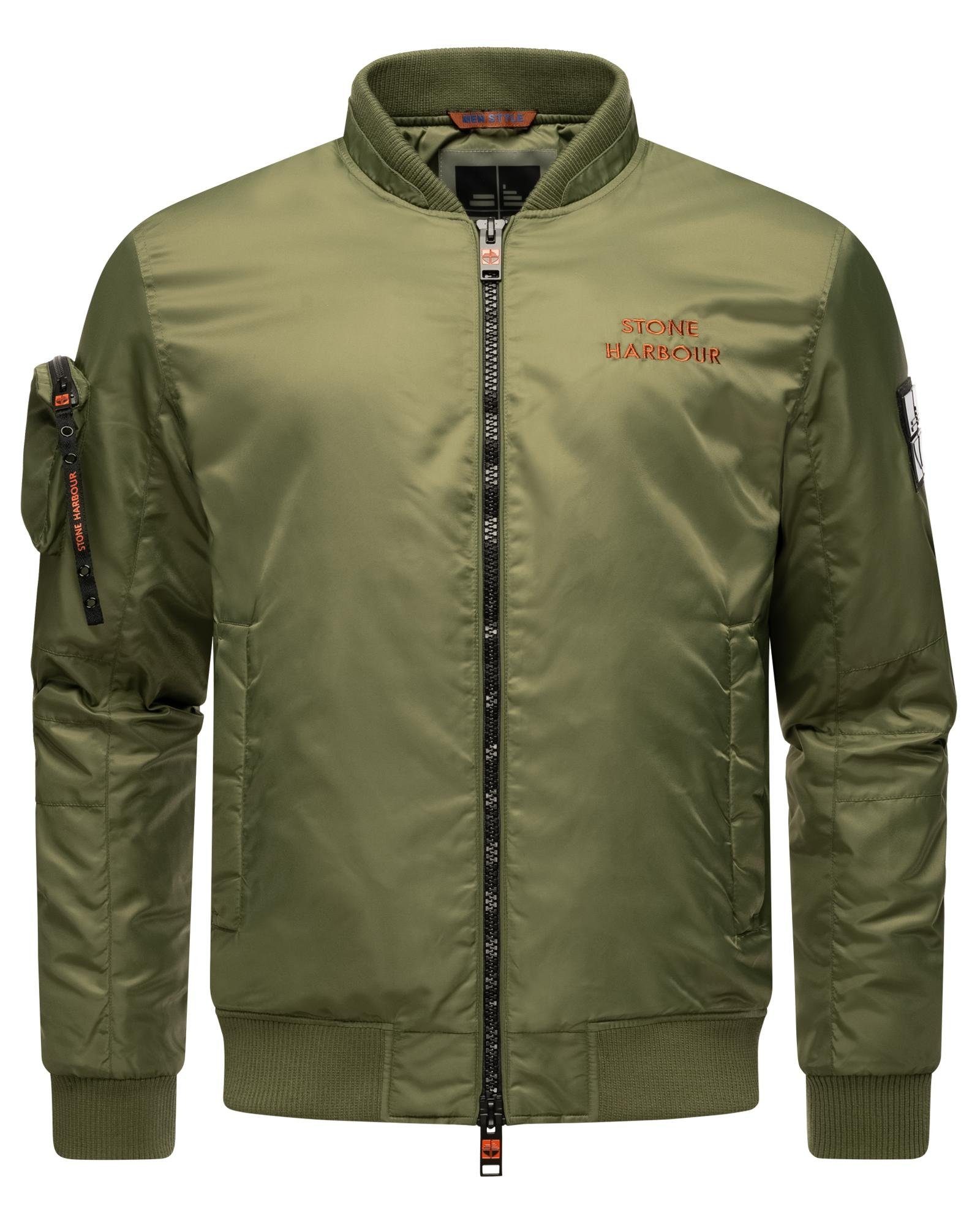 Stone Harbour Bomberjacke Berkoo Coole Herren Pilotenjacke mit praktischer Ärmeltasche