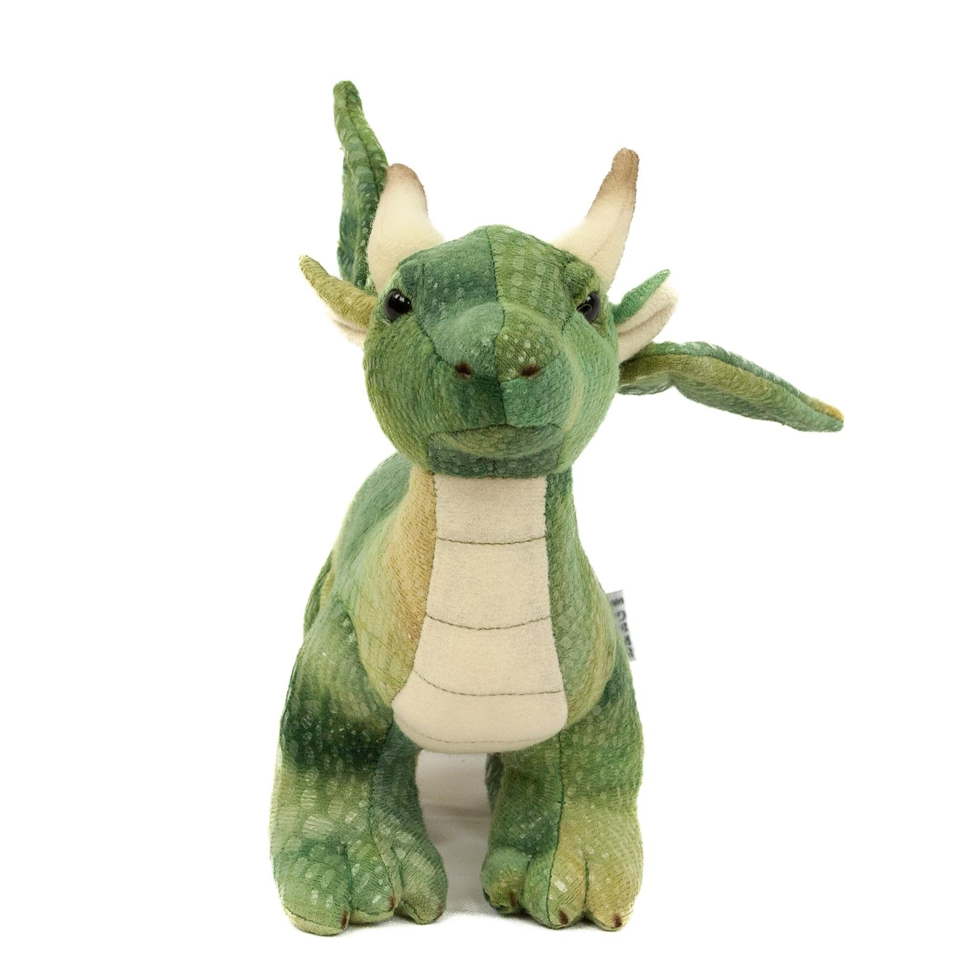 Teddys Rothenburg Kuscheltier Drache grün stehend 20 cm Plüschdrache Stofftier (Stoffdrache, Plüschtier, Fabelwesen)