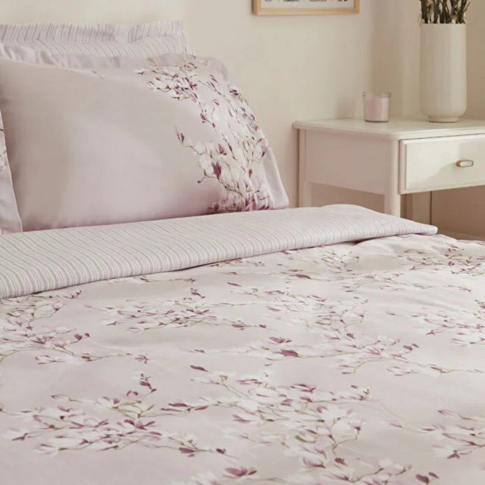 Karaca Bettwäsche Pesla Bettwäsche-Set aus 100 % Baumwoll-Satin, Doppelbett, Rosa