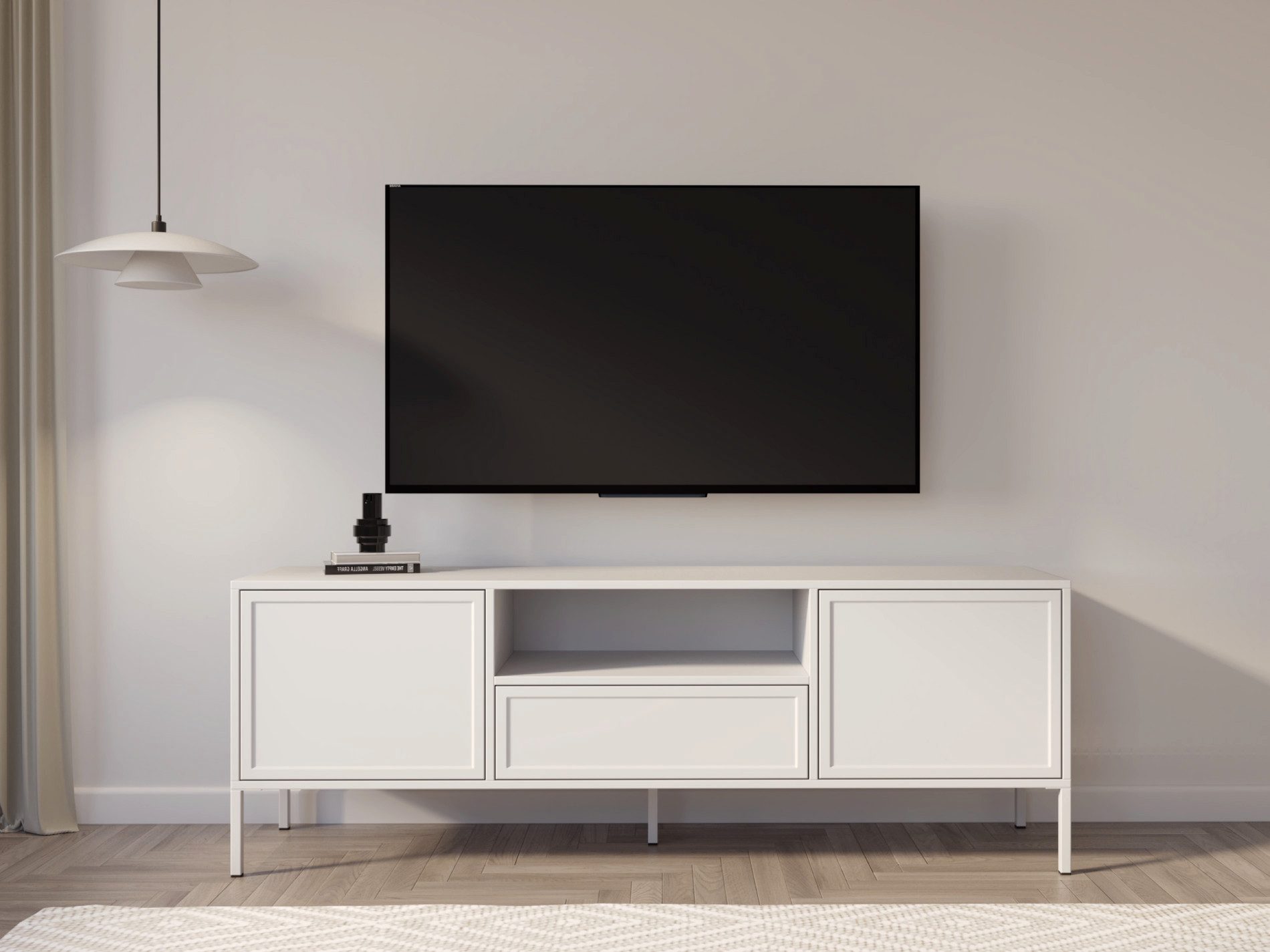Selsey TV-Schrank Velveto TV-Lowboard mit einem Fach, 2 grifflosen Türen und Schublade
