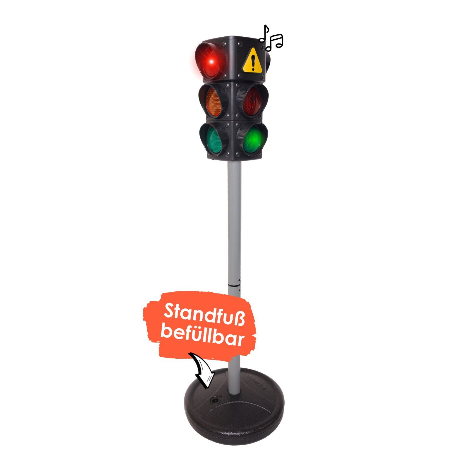 alldoro Spiel-Verkehrszeichen Verkehrsampel für Kinder, 70 cm hoch, mit Licht & Sound, Befüllbarer Standfuß, Lernampel für Verkehrserziehung und Rollenspiel