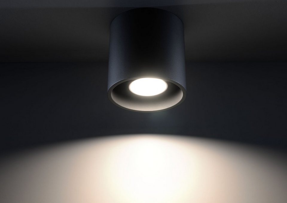 SOLLUX lighting Deckenleuchte Deckenlampe Deckenleuchte ORBIS 1 schwarz, 1x  GU10, ca. 10x10x10 cm, geeignet für Leuchtmittel GU10 max. 40 Watt