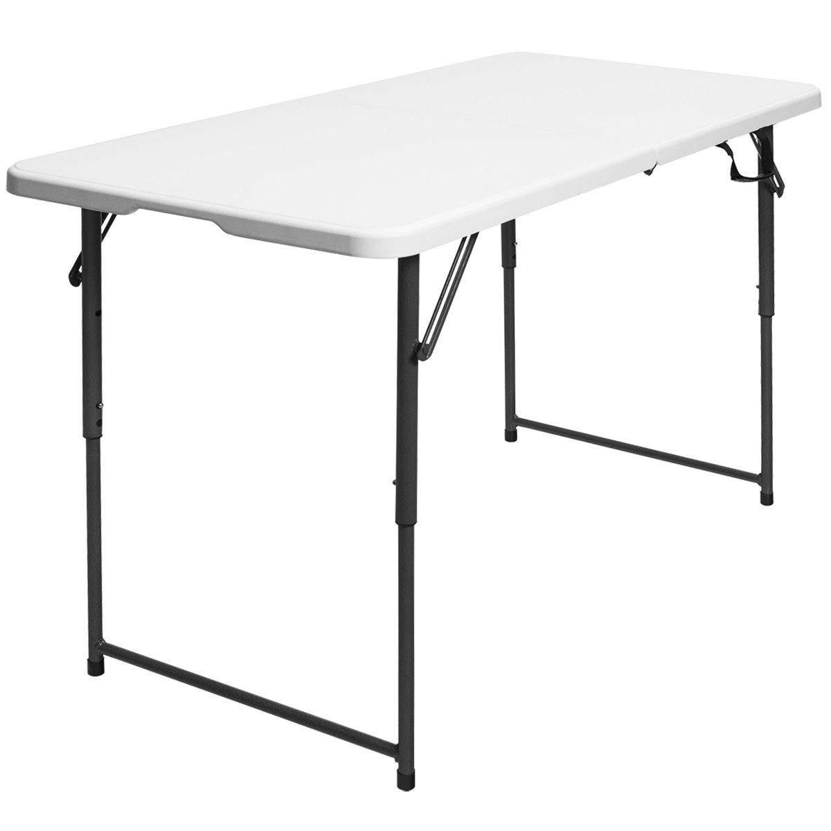 COSTWAY Campingtisch Gartentisch, mit Tragegriff 46-74cm höhenverstellbar