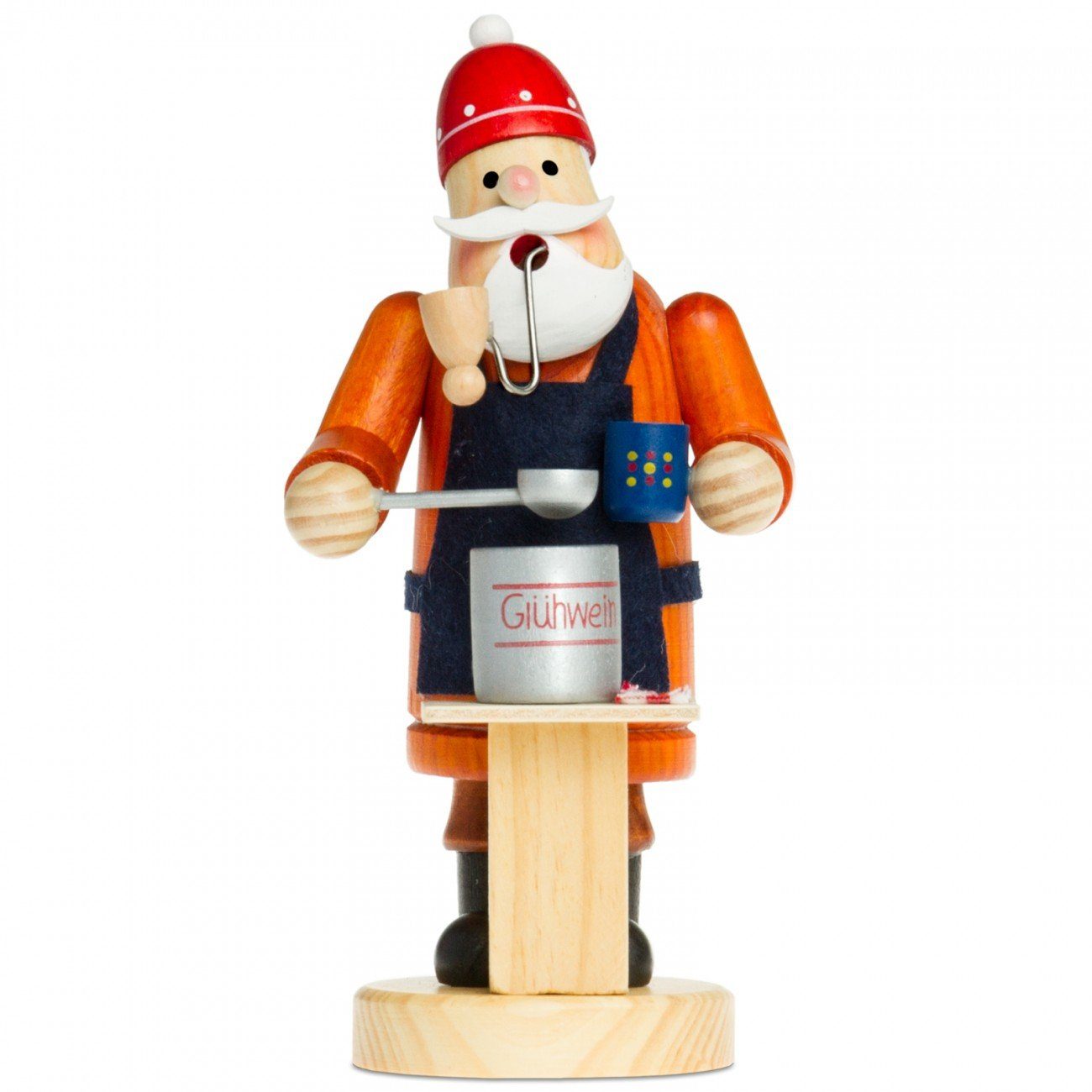 SIKORA Weihnachtsfigur RM-A Räuchermännchen aus Holz 3 Größen verschiedene Motive A05 orange - Glühweinverkäufer