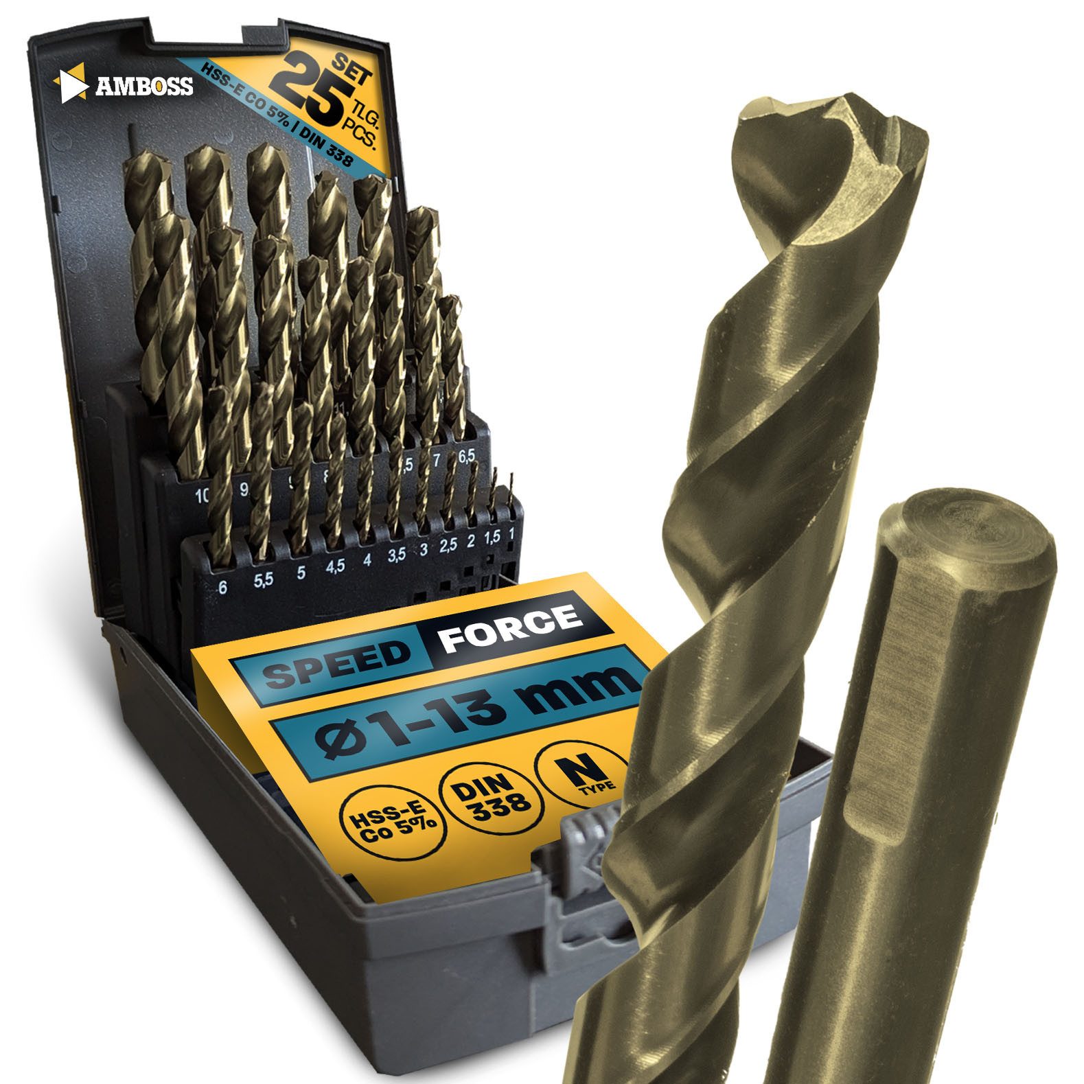 Amboss Werkzeuge Spiralbohrer 25-tlg. Speed Force Set Spiralbohrer HSS-E Co5 %