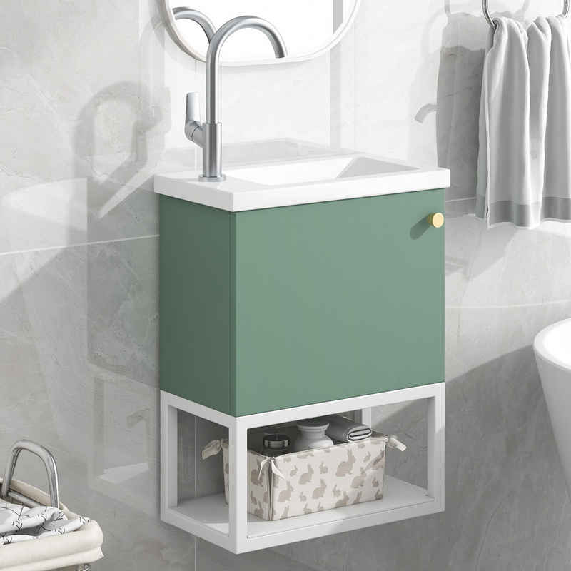 IDEASY Waschbeckenschrank 40 cm breit, Harzwaschbecken, (leicht zu reinigen, wasser- und feuchtigkeitsbeständig) nicht leicht kaputt, kleine Gästebadezimmermöbel