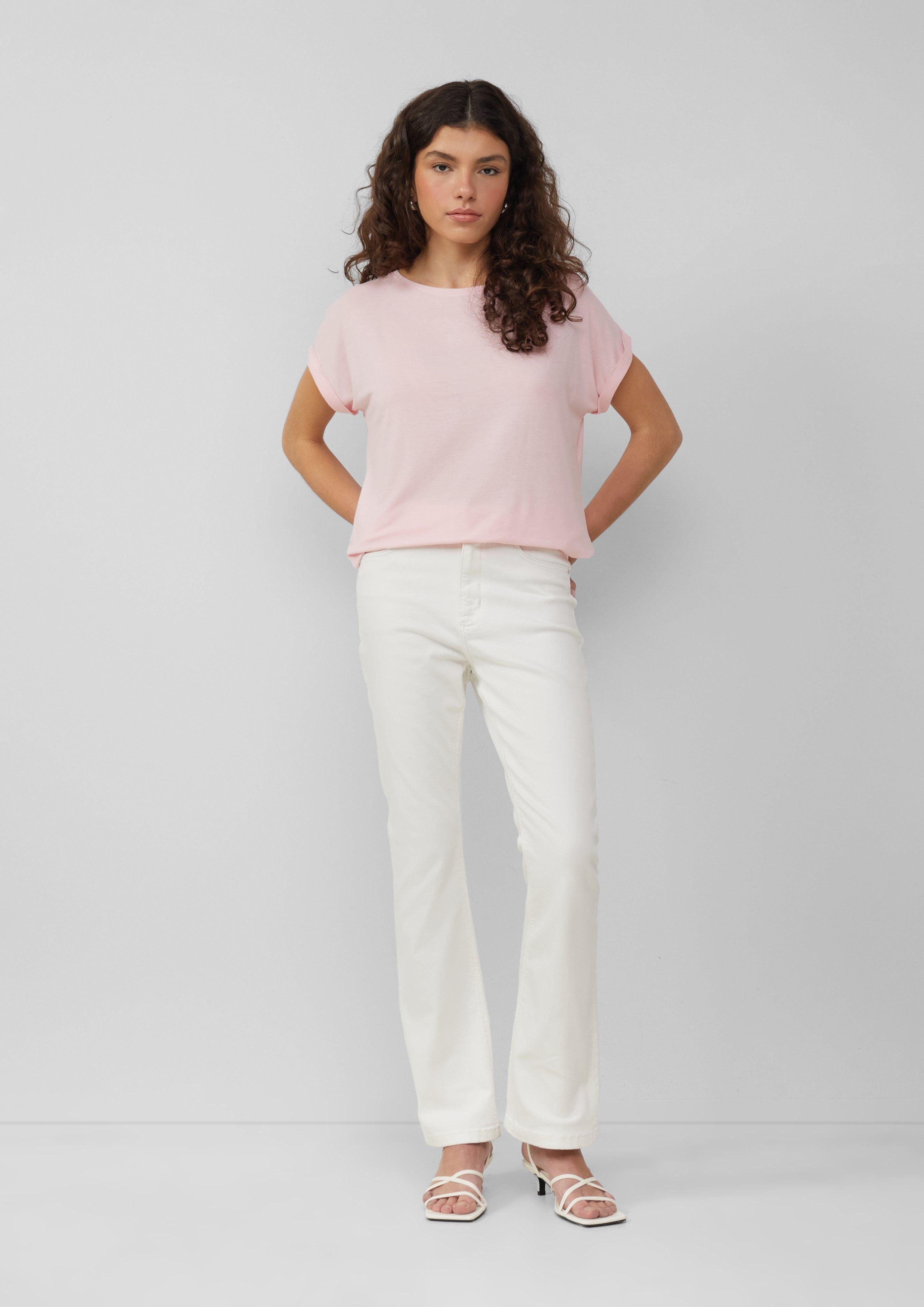 QS Kurzarmshirt Loose-Fit-Shirt im Lyocellmix günstig online kaufen