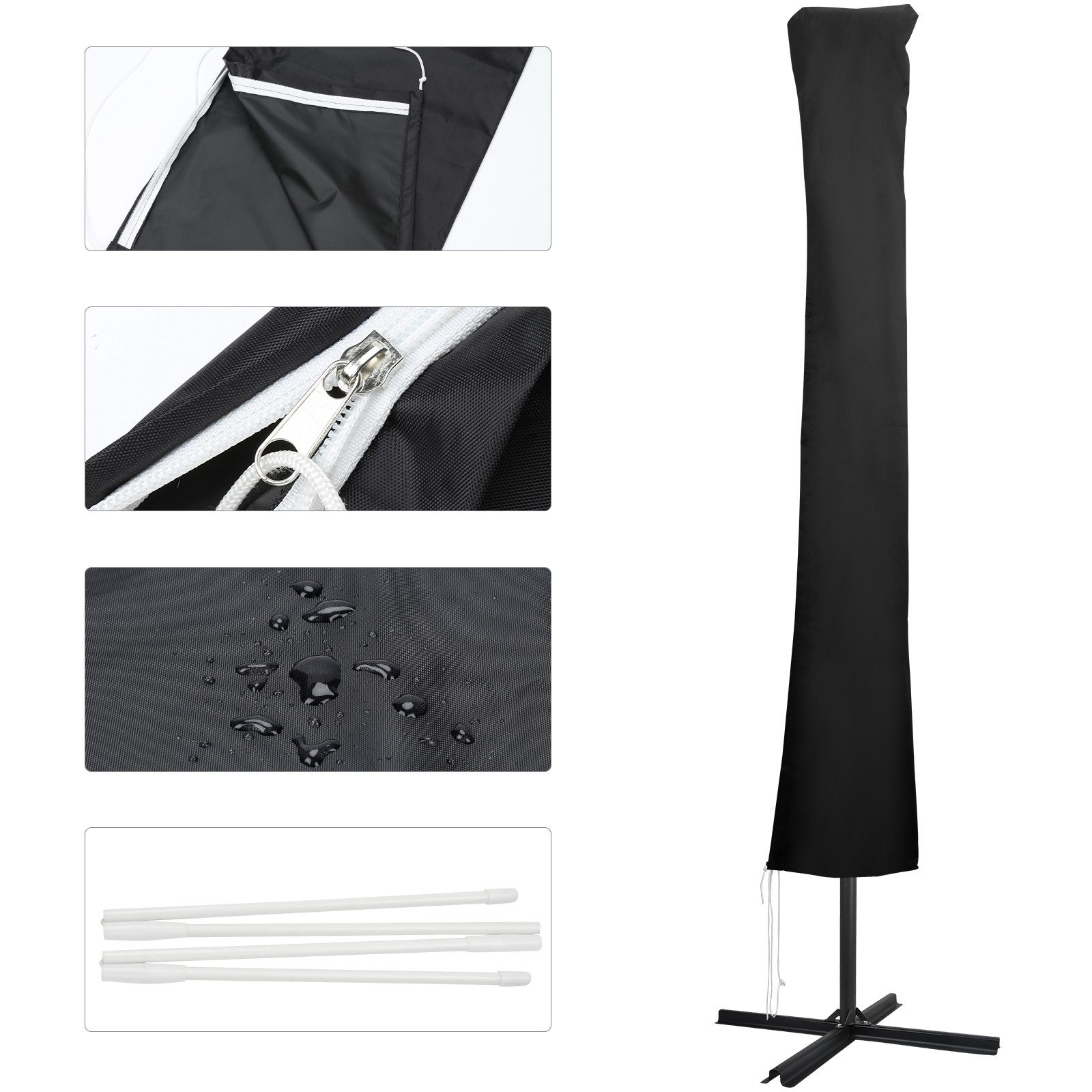 Clanmacy Sonnenschirm-Schutzhülle Sonnenschirm-Schutzhülle für Ampelschirm 2.7m/3m/3.5m Cover Abdeckung (Schutzhülle, Abdeckung, Plane, Schutz, Cover Abdeckung  – Bild 5 von 5