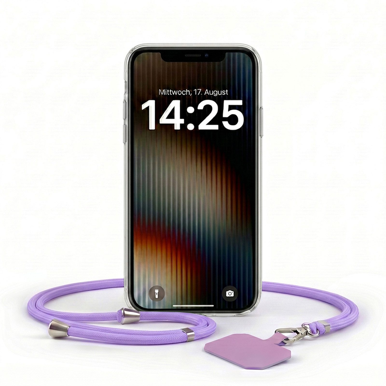Tec-Expert Handyhülle Handy Hülle Cover mit Trageband für Apple iPhone 12 6.1 Zoll, 6.1, Slim Case in Transparent mit Handykette Handyband Umhängeband Lanyard