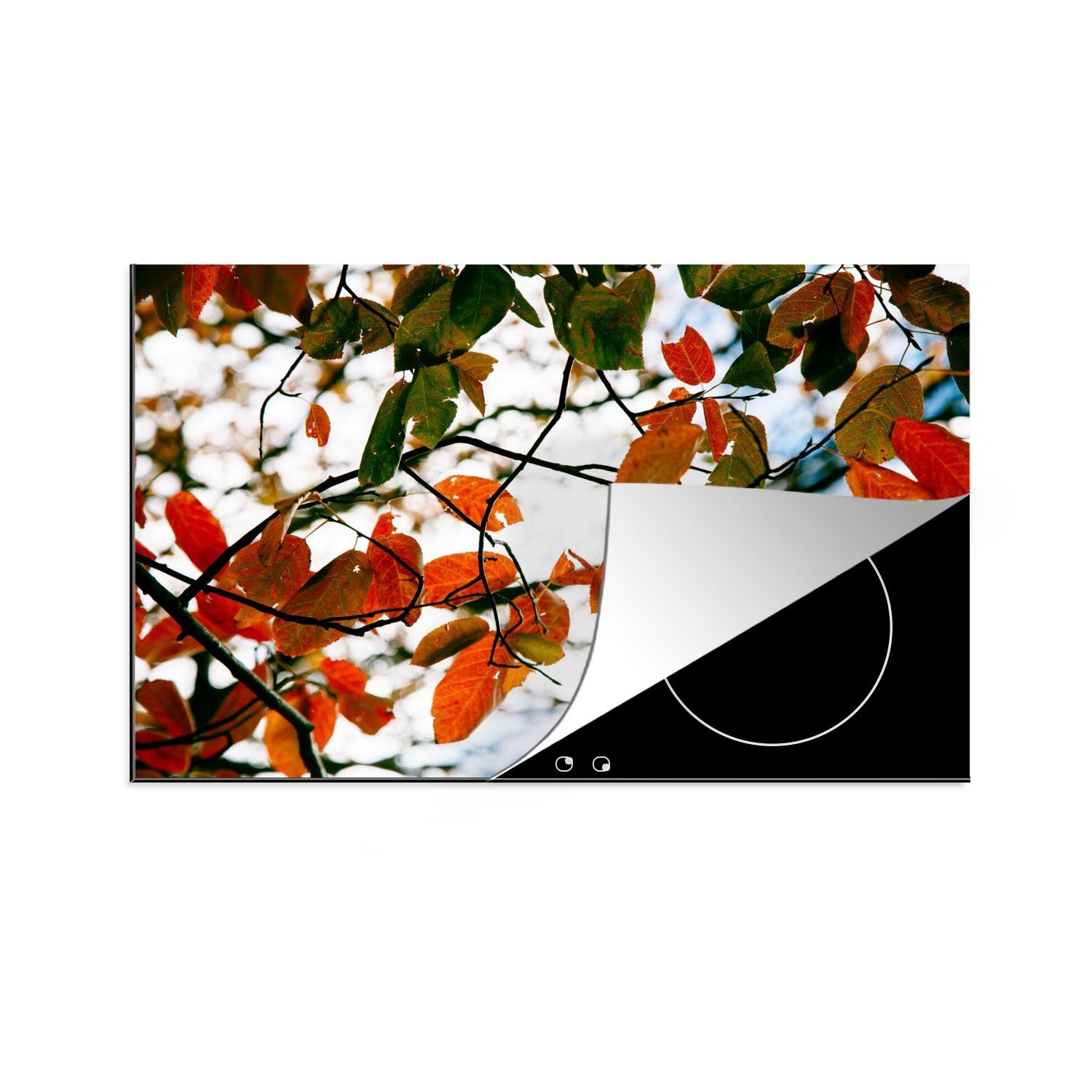 Landleben MuchoWow küche, - Herbst Blätter cm, - Induktionskochfeld tlg), Ceranfeldabdeckung (1 Jahreszeiten, Schutz die 80x52 Vinyl, Herdblende-/Abdeckplatte für -