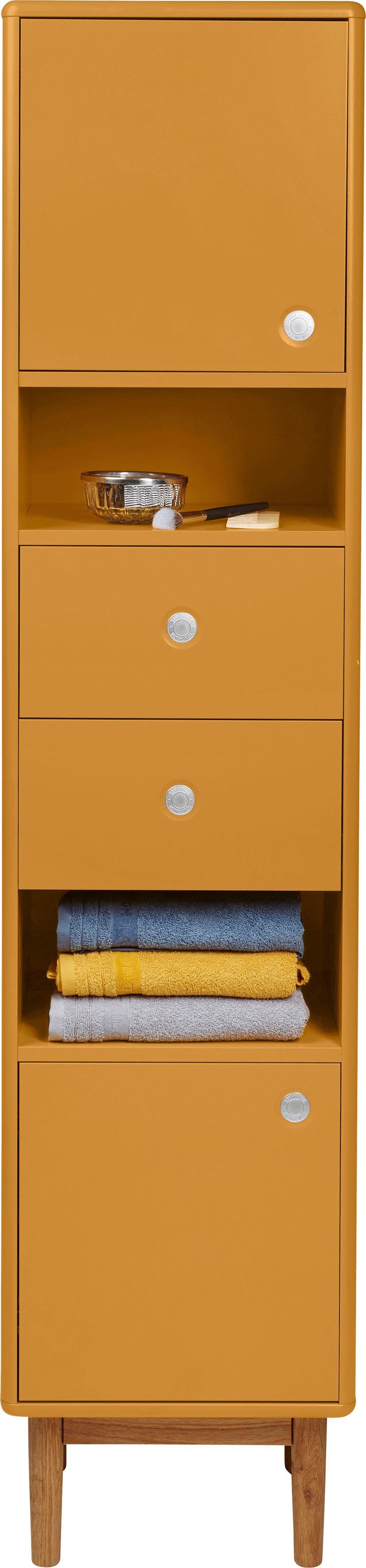 TOM TAILOR HOME Hochschrank COLOR mit & 2 BATH Schubladen, Eiche, cm mustard Push-to-Open,Füße Breite 40 Türen 2 mit