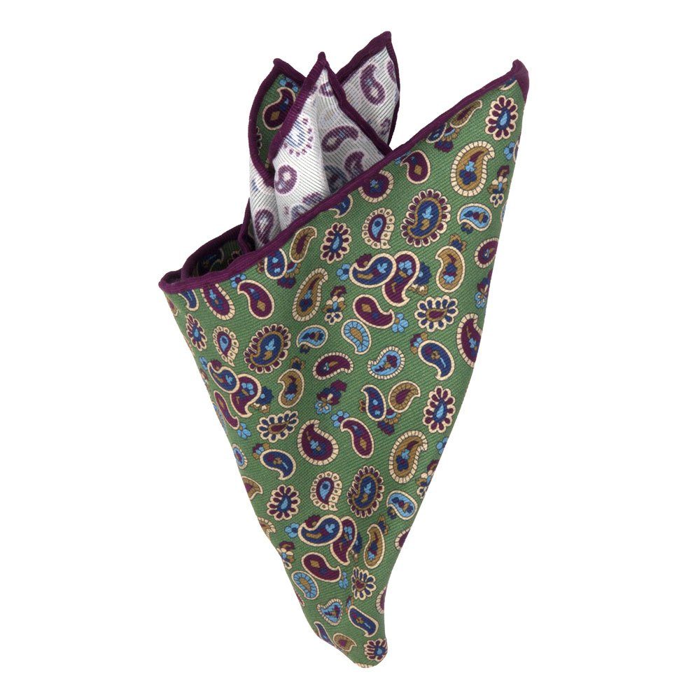 Farbbrillanz Mintgrün mit außergewöhnliche Mogador-Einstecktuch Einstecktuch Paisley-Muster, BGENTS Handrolliertes
