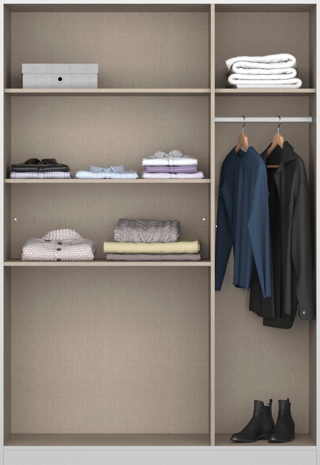 rauch Drehtürenschrank Kleiderschrank Schrank Garderobe Garderobenschrank Topseller HOMBURG mit Spiegel, oberer Schubkasten mit Einteilung MADE IN GERMANY