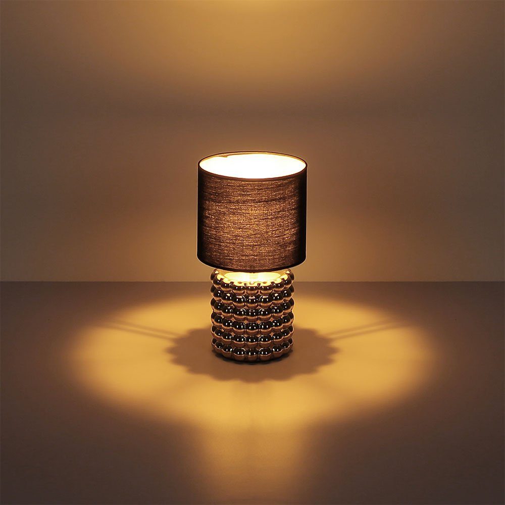 Schlafzimmerleuchte Gold Tischlampe Nachttischlampe etc-shop LED Tischleuchte, Leuchtmittel inklusive, nicht Textil Keramik