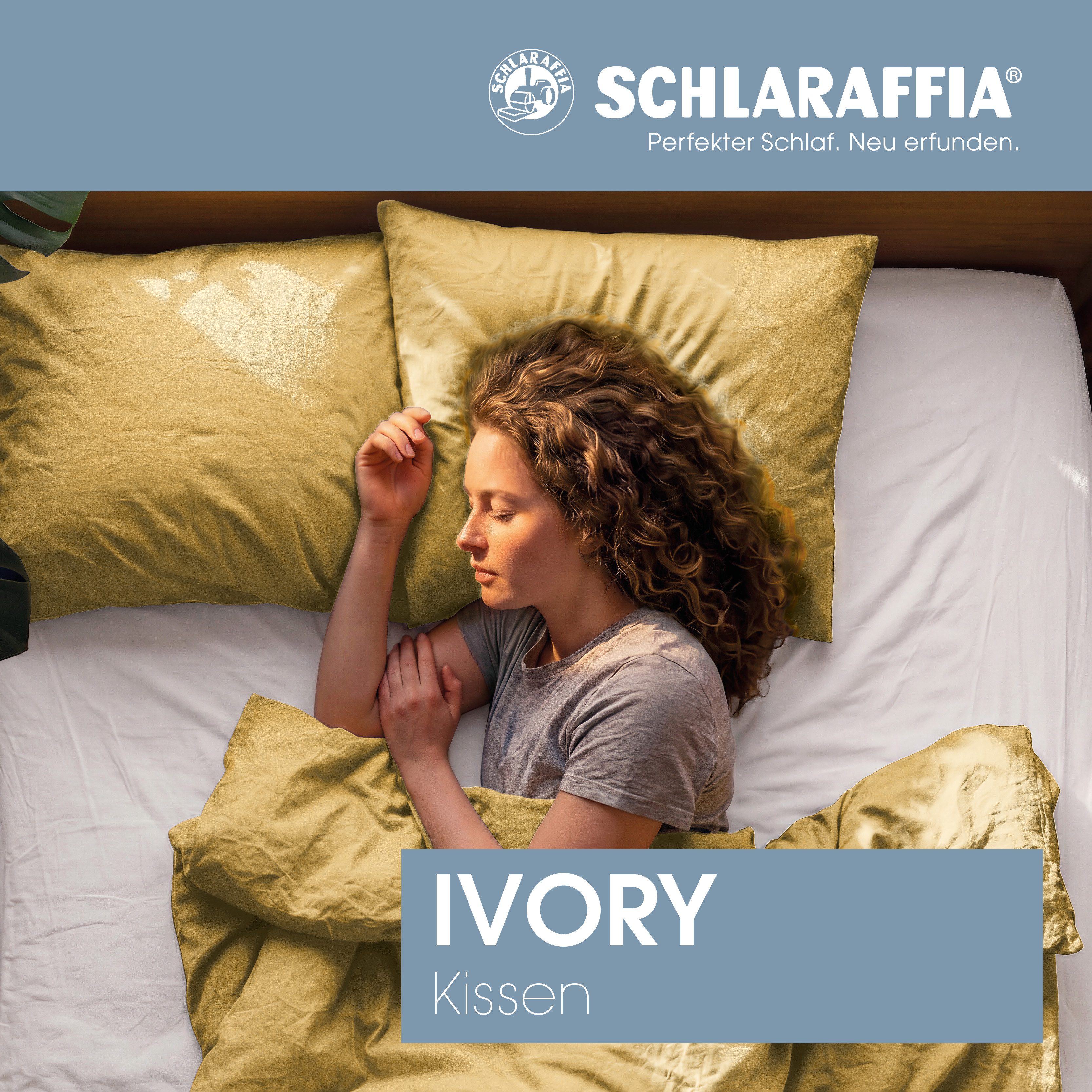 Schlaraffia Kopfkissen IVORY, Allergikerfreundlich, NEUHEIT, Füllung: 100 % SCHLARAFFIA® Fill Polyester-Markenhohlfaser, Bezug: 100 % Baumwoll-Satin, Seitenschl – Bild 4 von 5