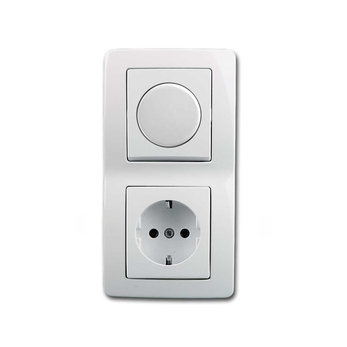TEM Drehdimmer EKONOMIK LED-Dimmer mit Schuko-Steckdose weiß, UP