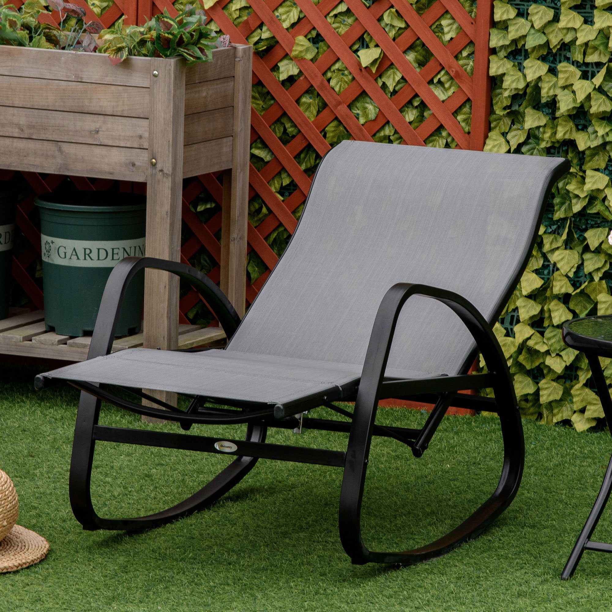 Outsunny Gartenliege mit Rückenlehne Fußstütze verstellbar günstig online kaufen