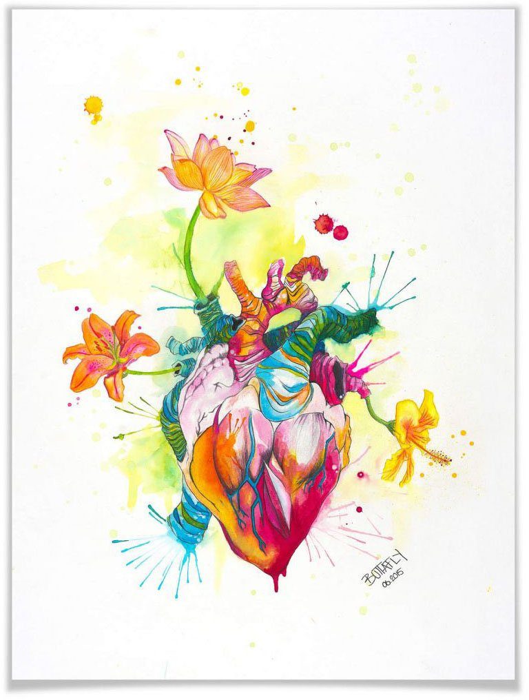 Heart, Wandbild, Beating Poster Bild, Schriftzug Wall-Art Poster, St), (1 Nature Wandposter