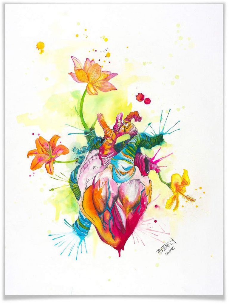 Wall-Art Poster Nature Beating Heart, Schriftzug (1 St), Poster, Wandbild,  Bild, Wandposter