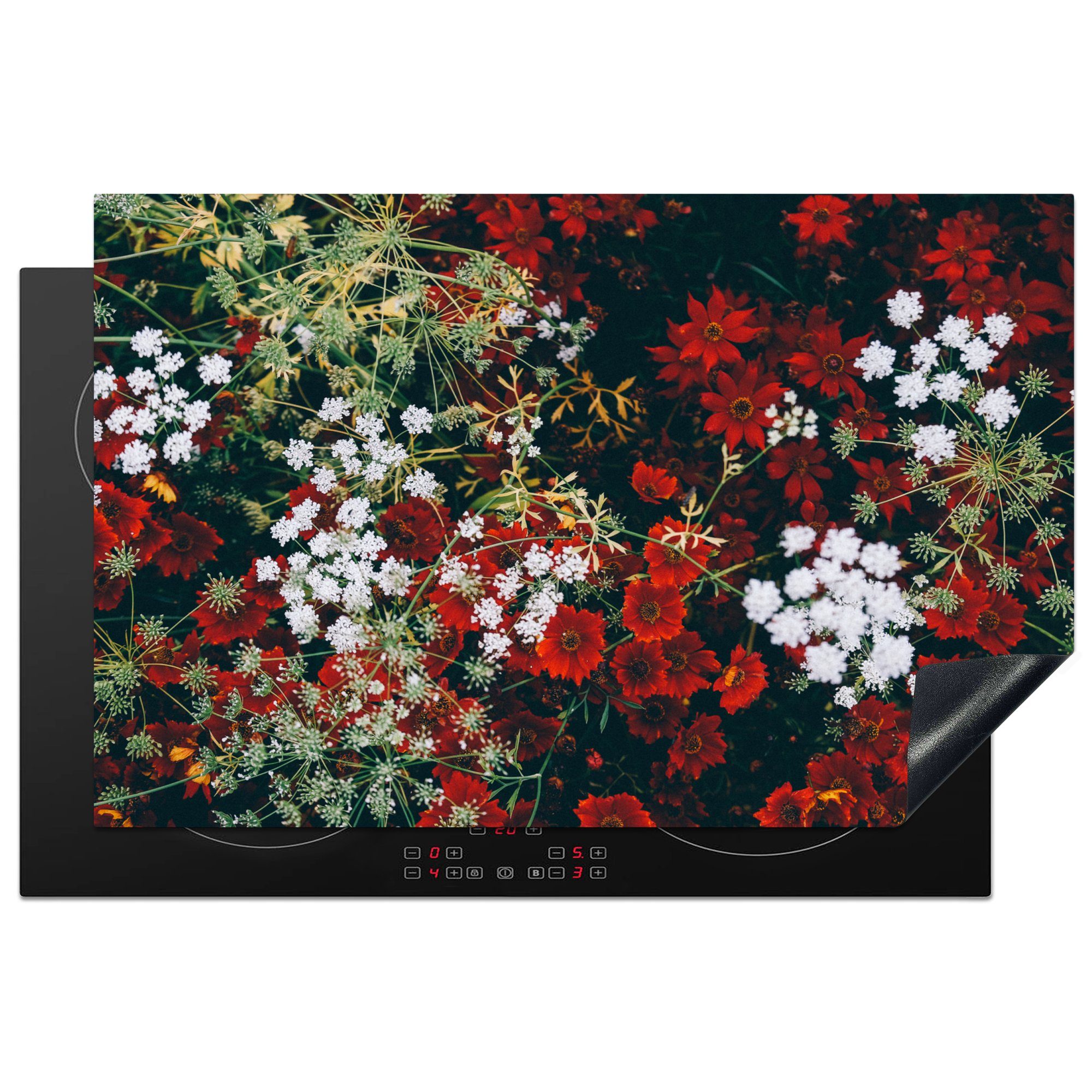 MuchoWow Herdblende-/Abdeckplatte Blumen - Wild - Strauch, Vinyl, (1 tlg), 81x52 cm, Induktionskochfeld Schutz für die küche, Ceranfeldabdeckung