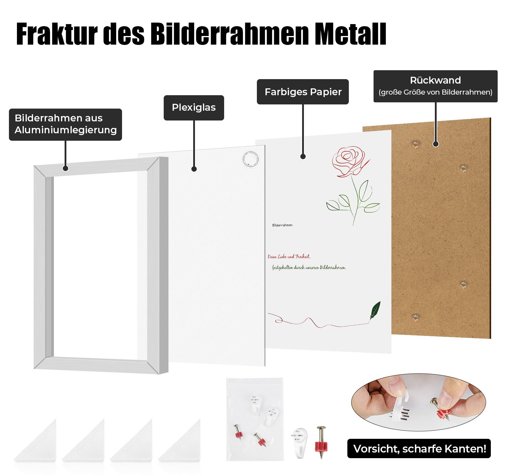 ElitVita Bilderrahmen Aluminiumlegierung Fotorahmen, MDF Rückwand, für Fotos Bilder Collage, für 1 Bilder (1 St), Poster Wanddeko, für 1 Bilder