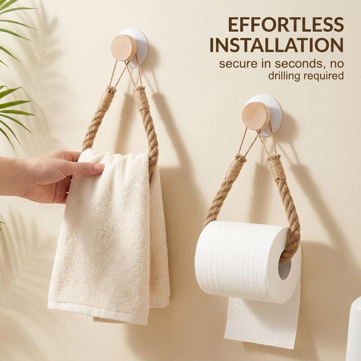 LuxusKollektion Toilettenpapierhalter WC Papierhalter Natur Seil Holz 2er Set (1-St)