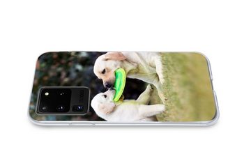 MuchoWow Handyhülle Hund mit seinem Welpen und einem Frisbee, Phone Case, Handyhülle Samsung Galaxy S20 Ultra, Silikon, Schutzhülle