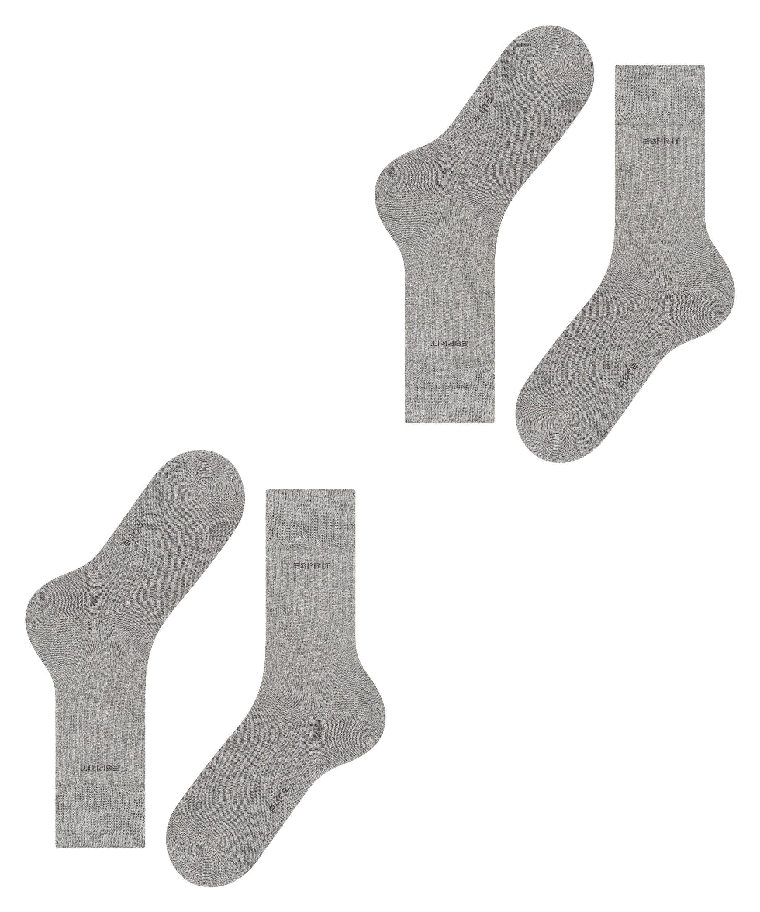 Esprit Socken Basic Uni (2-Paar, 2er Pack) mit hohem Baumwollanteil atmungsaktiv
