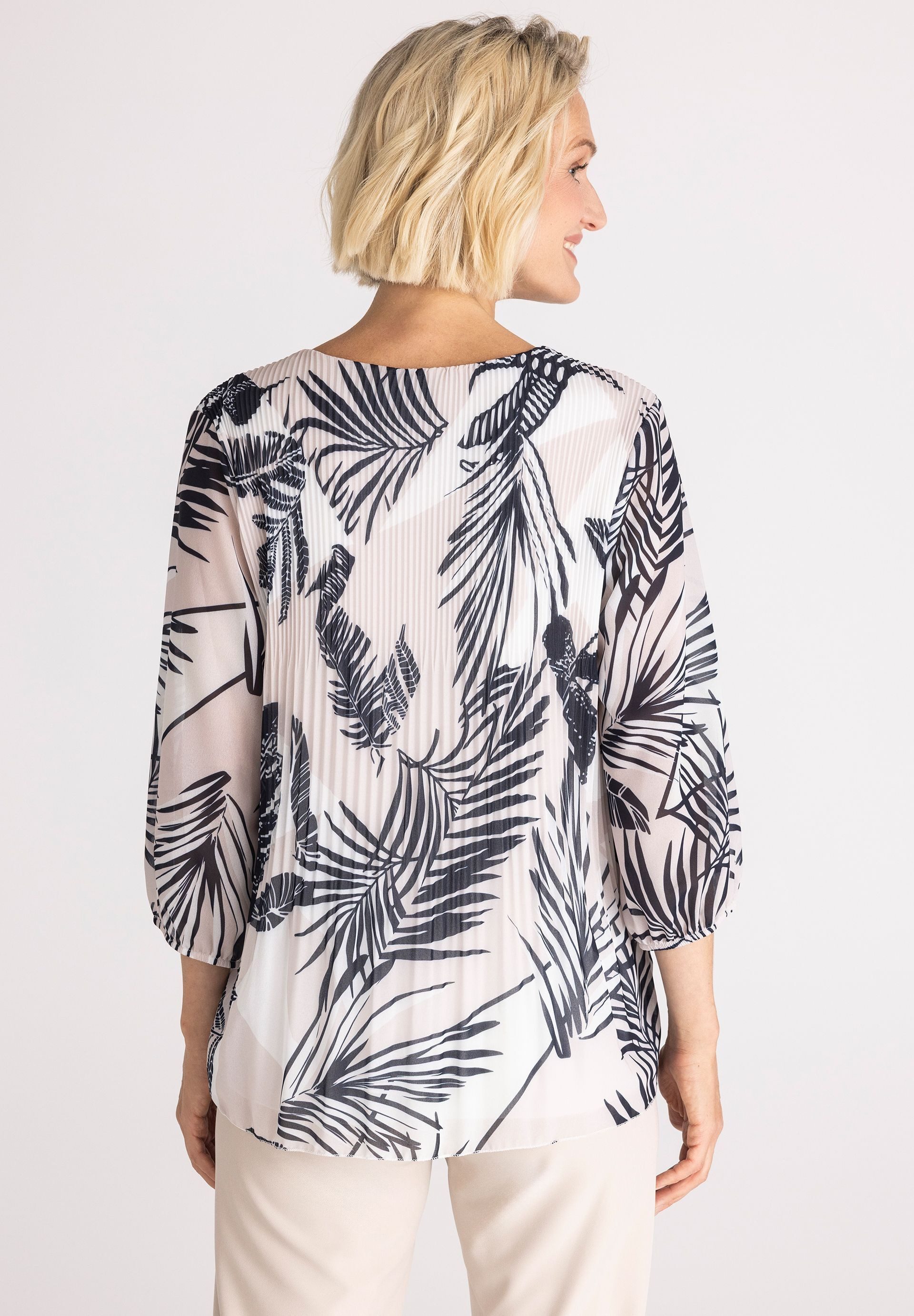 FRANK WALDER Klassische Bluse mit Plissee-Struktur