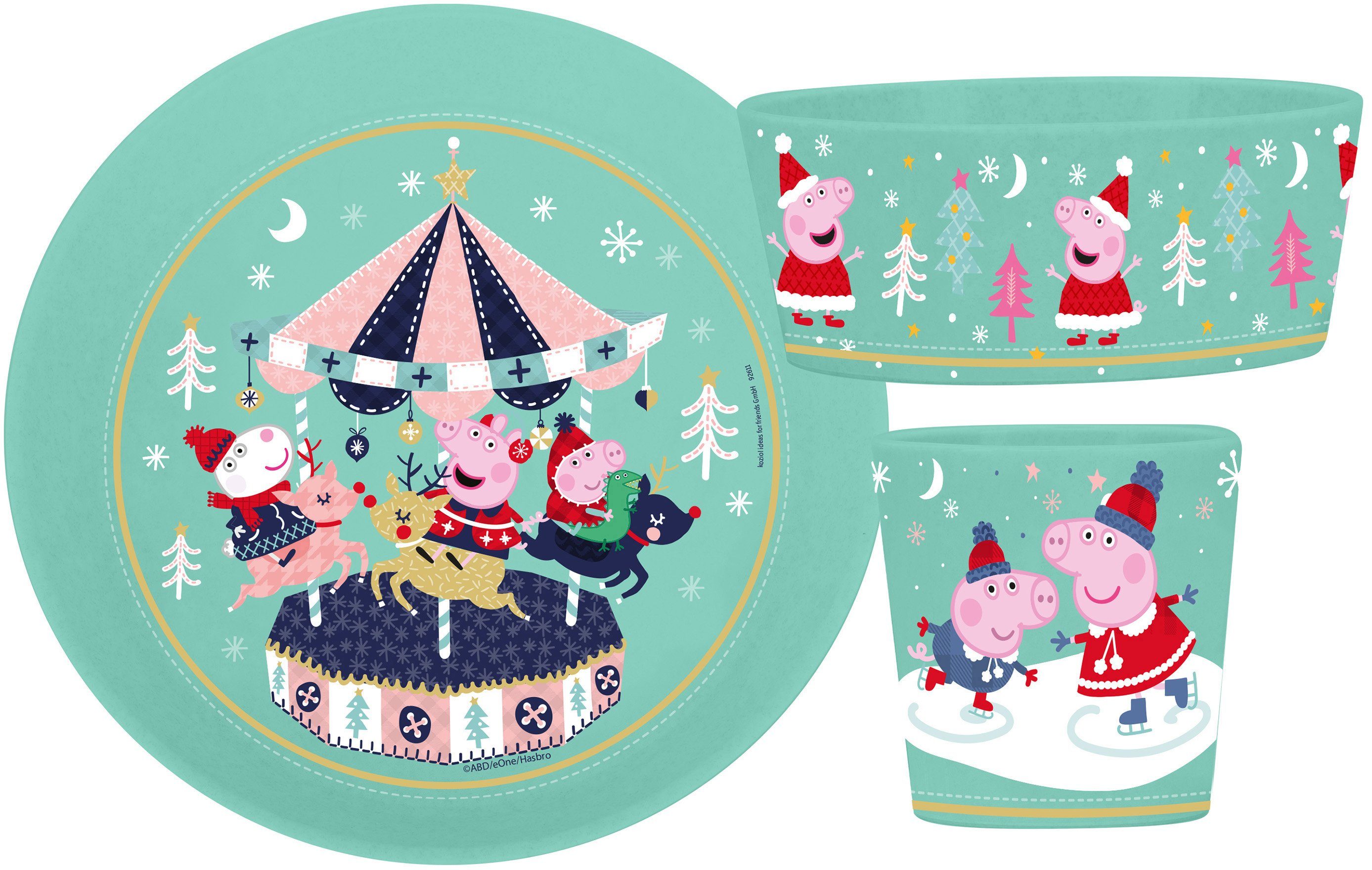 KOZIOL Детская посуда-Set Kleiner Тарелки + Schale + Кружки CONNECT PEPPA PIG WINTER WONDERLAND (3-tlg), 1 Personen, Kunststoff, Polypropylen, made in Germany, melaminfrei, 3 Teile, für 1 Person