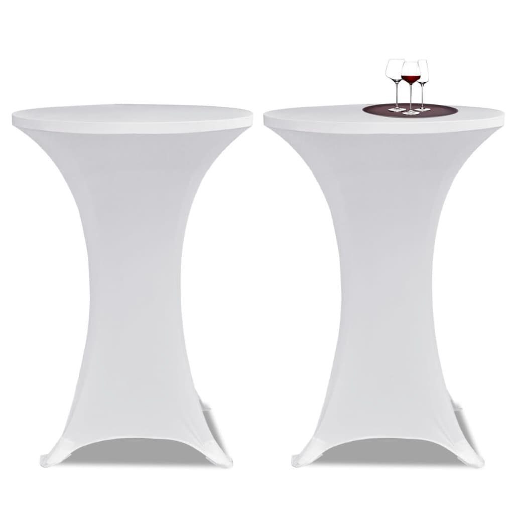 vidaXL Hussen-Set 2 x Tischhusse für Stehtisch Stretchhusse Ø60 cm weiß