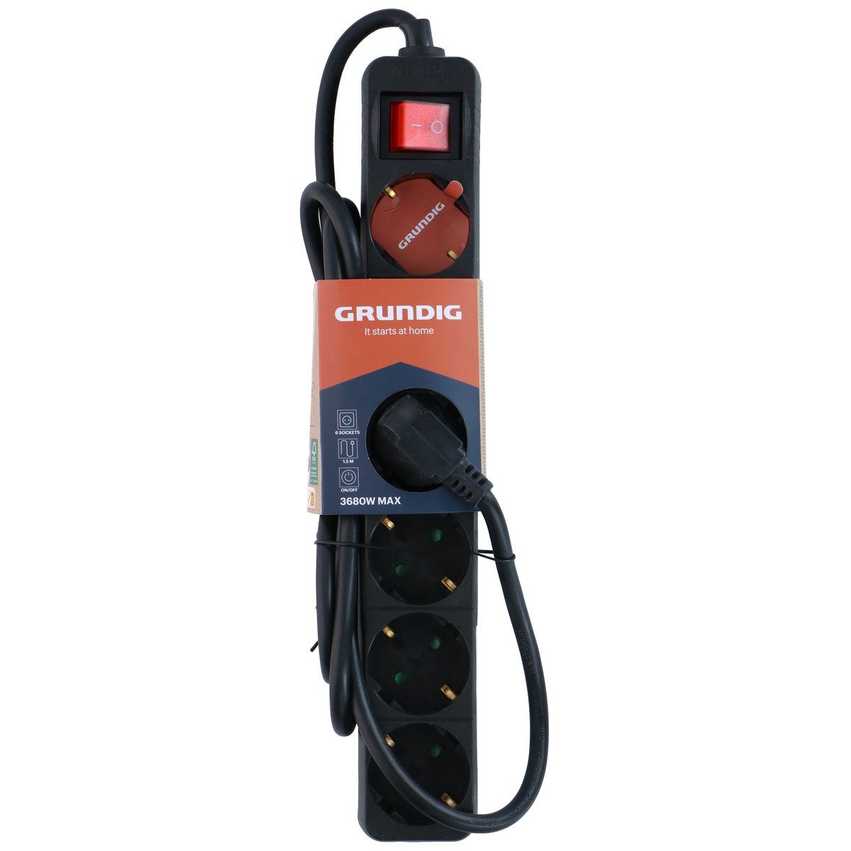 Grundig Grundig 6Fach Steckdosenleiste Schwarz Steckdosenleiste