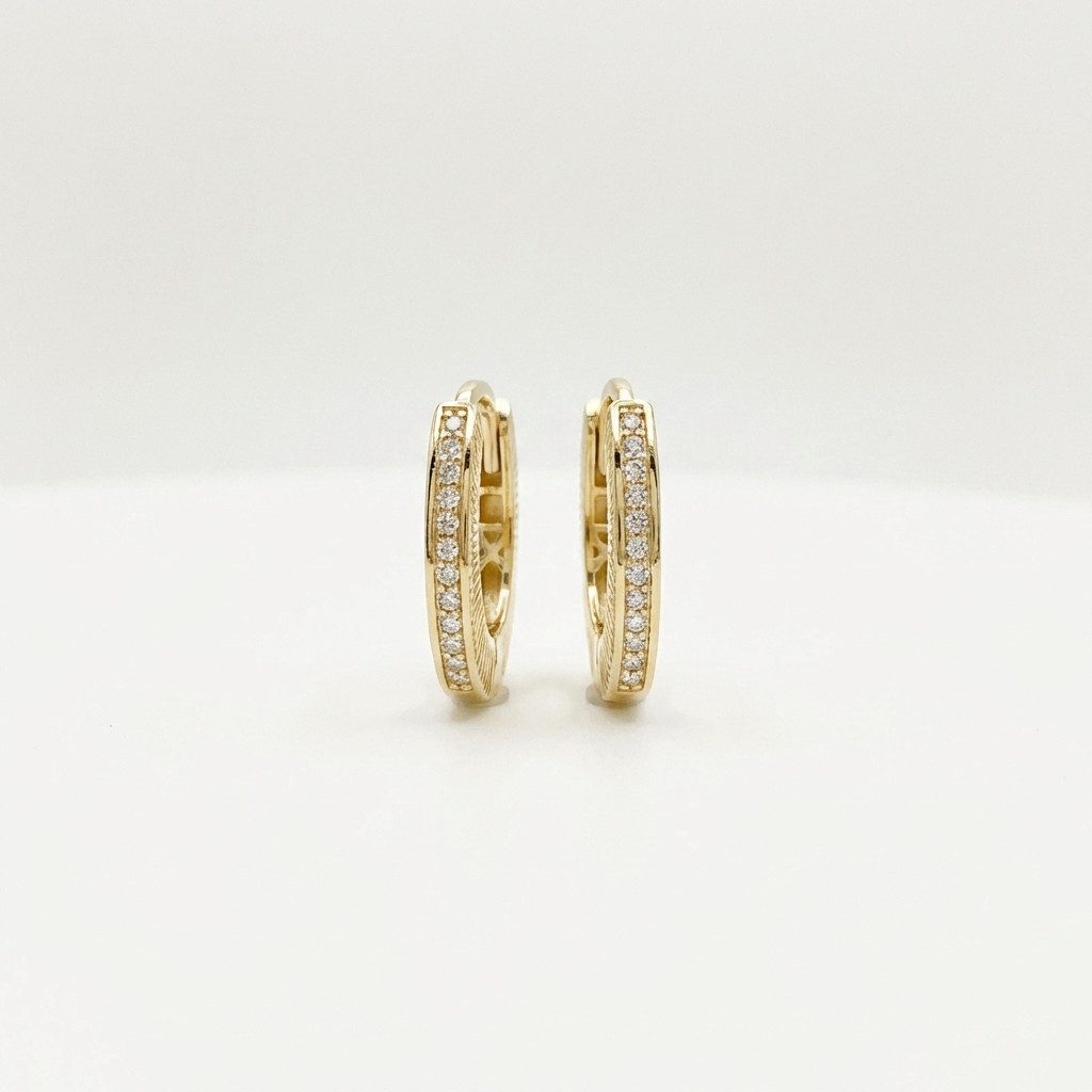 Suzan Gold Creolen-Set Luminelle Pavé – 375 Echtgold Creolen mit Zirkonia