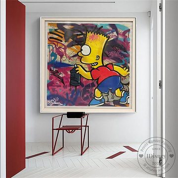 TPFLiving Kunstdruck (OHNE RAHMEN) Poster - Leinwand - Wandbild, The Simpsons - Disney Cartoon - Anime - Bart Simpson Graffiti - (Leinwand Wohnzimmer, Leinwand Bilder, Kunstdruck), Leinwand bunt - Größe 20x20cm