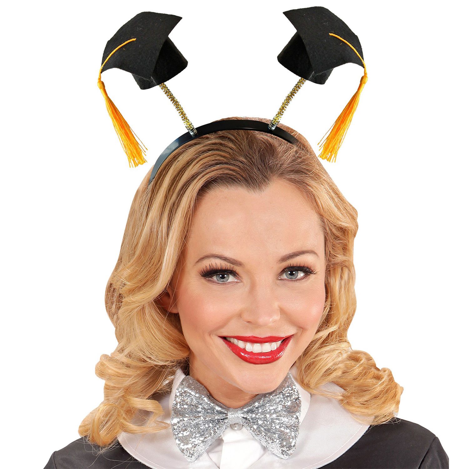 Widmann S.r.l. Kostüm Absolventenhut Haarreif, Schwarz - Doktorandenhut