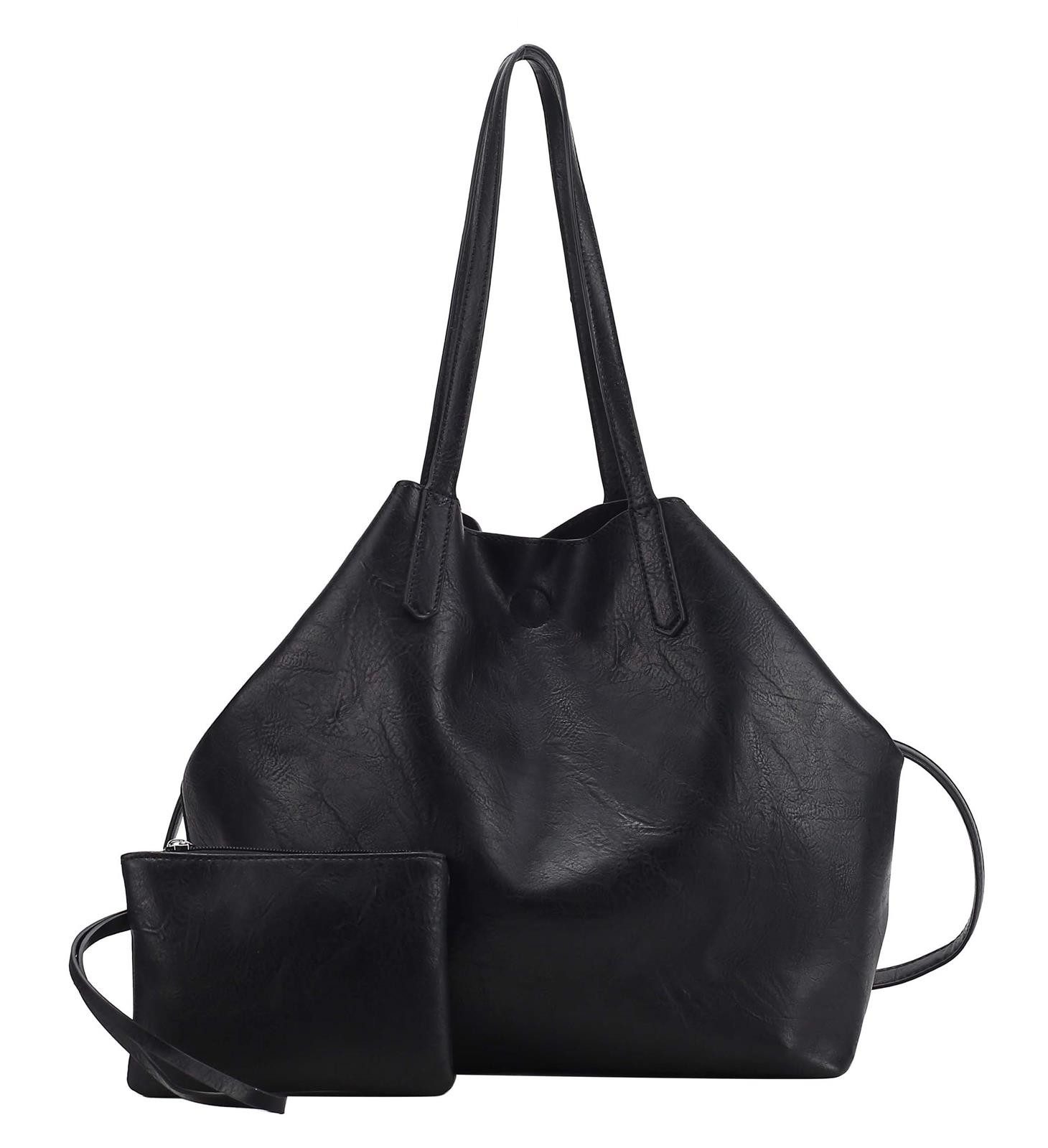 ITALYSHOP24 Schultertasche Damen Tasche SET 2in1 Umhängetasche XXL Shopper Reise Urlaub Outdoor, Henkeltasche Hobo Tote Bag + Crossbody / Schmucktasche Leder Optik