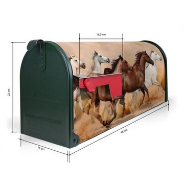 banjado Amerikanischer Briefkasten Mailbox Wilde Pferde (Amerikanischer Briefkasten, original aus Mississippi USA), 22 x 17 x 51 cm