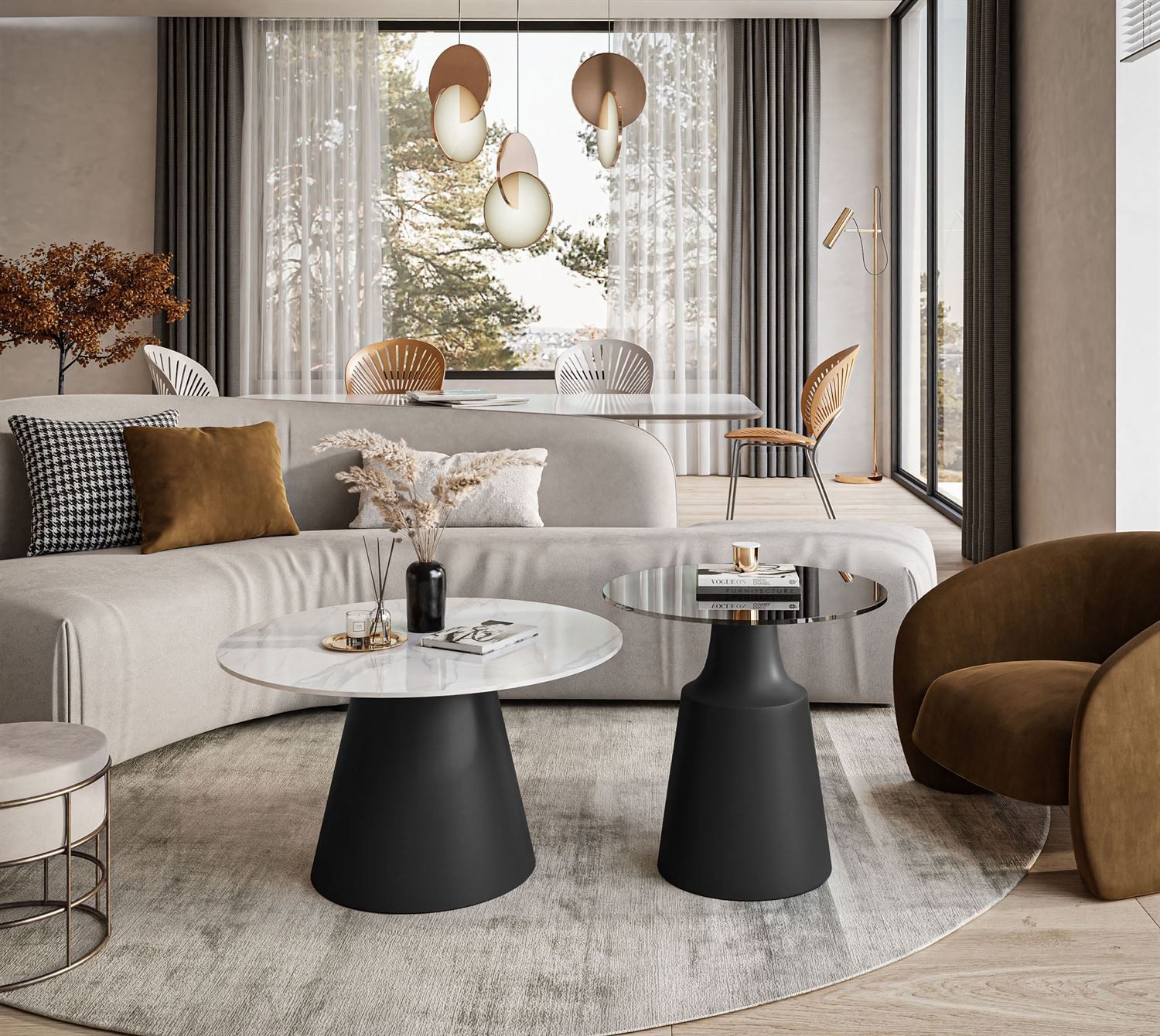 Lookway Couchtisch CHANTELLE 2in1 eleganter Runder Kaffeetisch (2er-Set), D günstig online kaufen