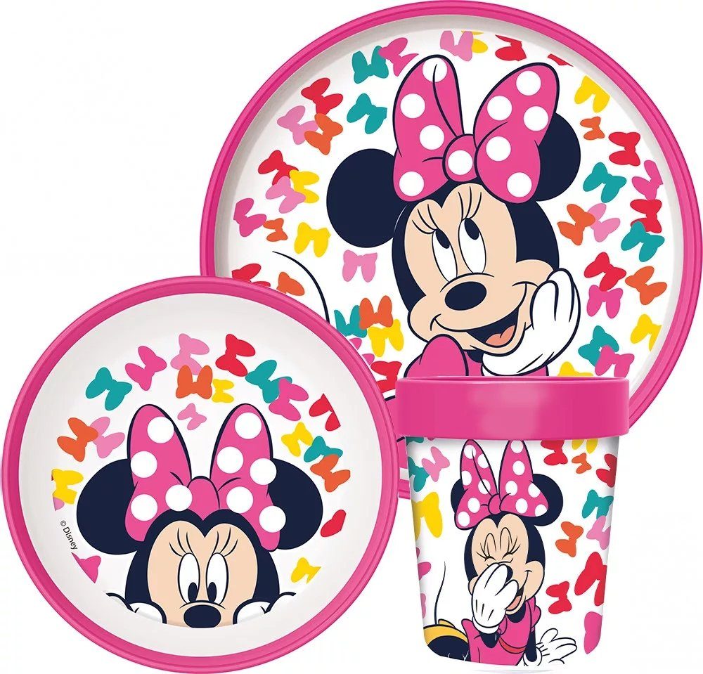 Disney Kindergeschirr-Set Minnie Maus Geschirr Frühstück Kleinkind  Kindergarten Rutschfest 260ml (3-tlg)