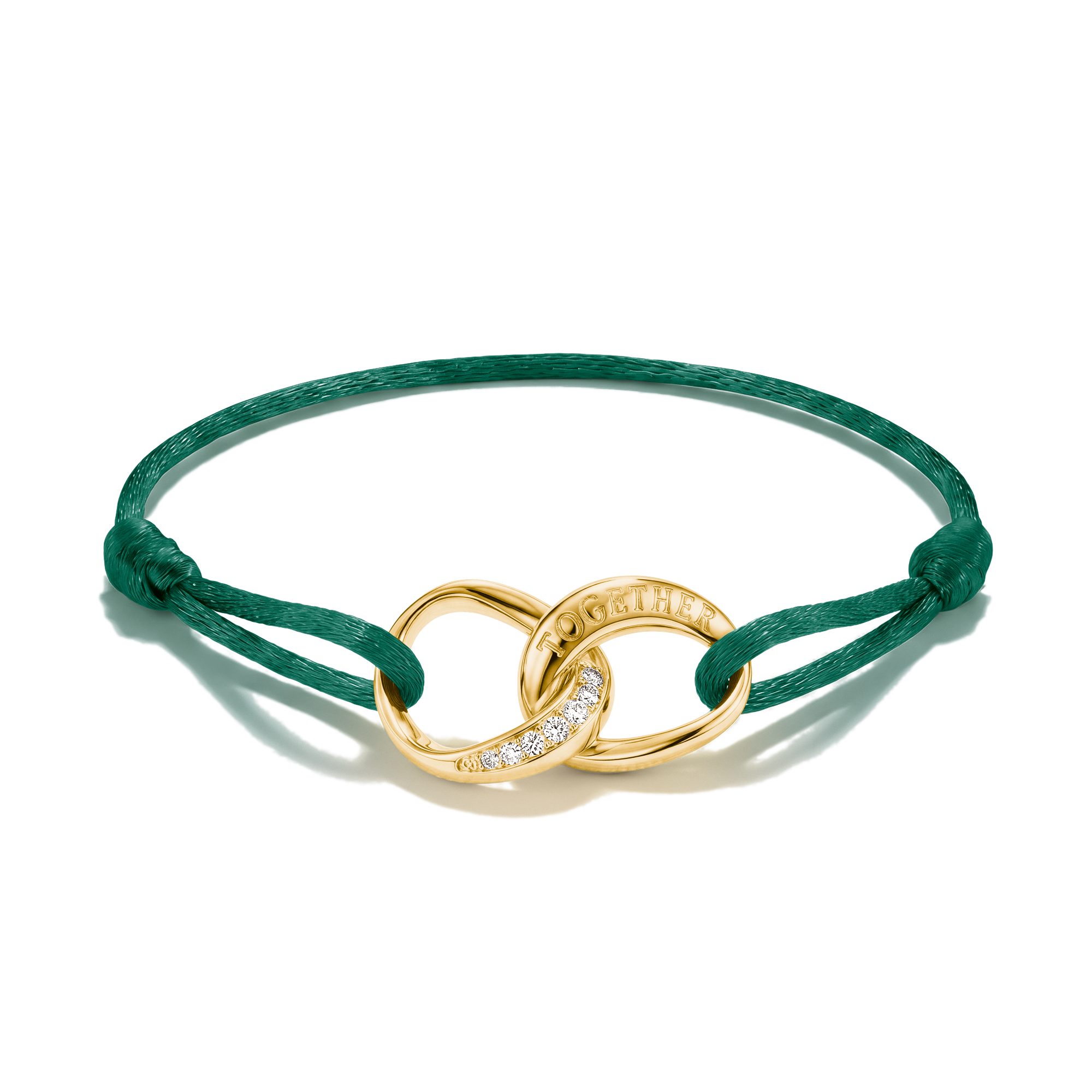 THOMAS SABO Armband Together Textilarmband gelbgoldfarben, mit Zirkonia (synth)