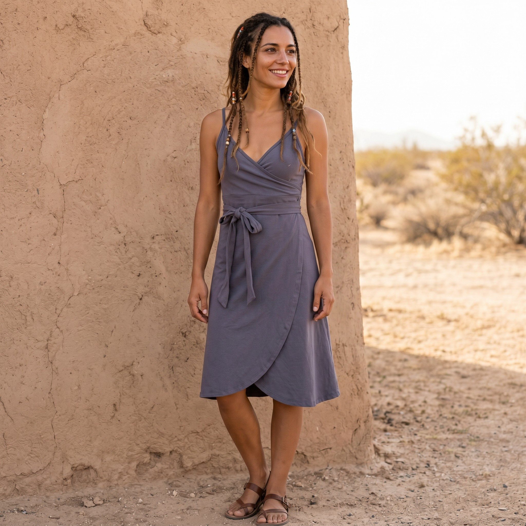 Guru-Shop Midikleid Minikleid aus Bio-Baumwolle, Wickelkleid,.. alternative Bekleidung