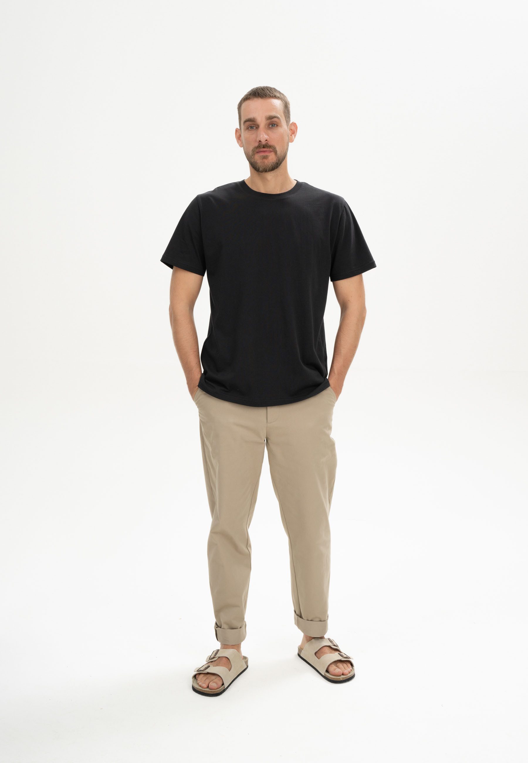 MELA Kurzarmshirt T-Shirt Style SADHIL Fein gerippter Kragen