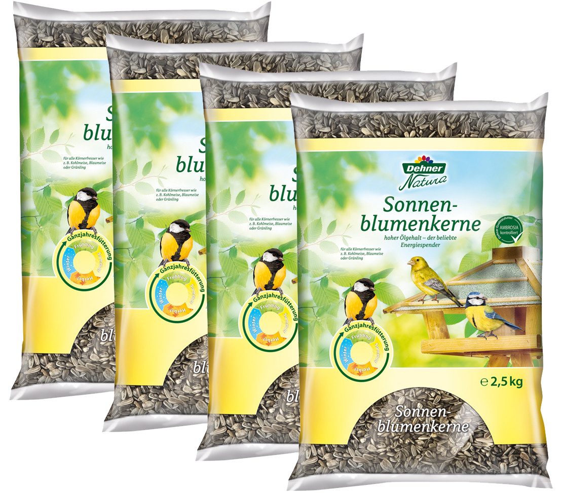 Dehner Natura Premium Sonnenblumenkerne, Wildvogelfutter, 4 x 2.5 kg (10 kg), Er