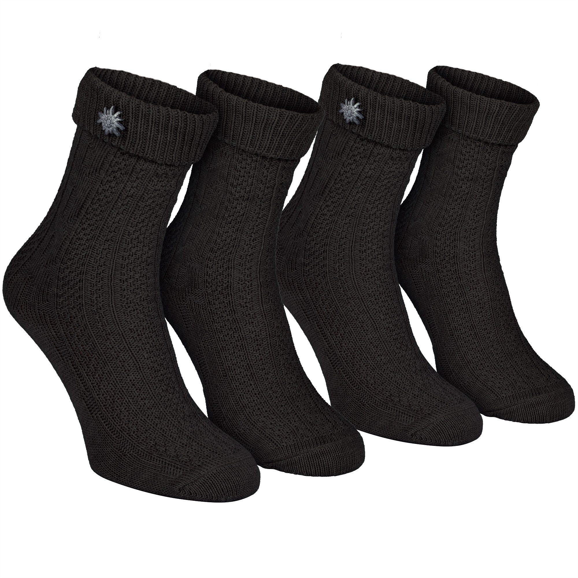 Black Snake Trachtensocken Trachtensocken Schoppersocken 2 Paar mit Zopfmuster (2-Paar) Klassische Trachtensocken mit traditionellem Zopfmuster