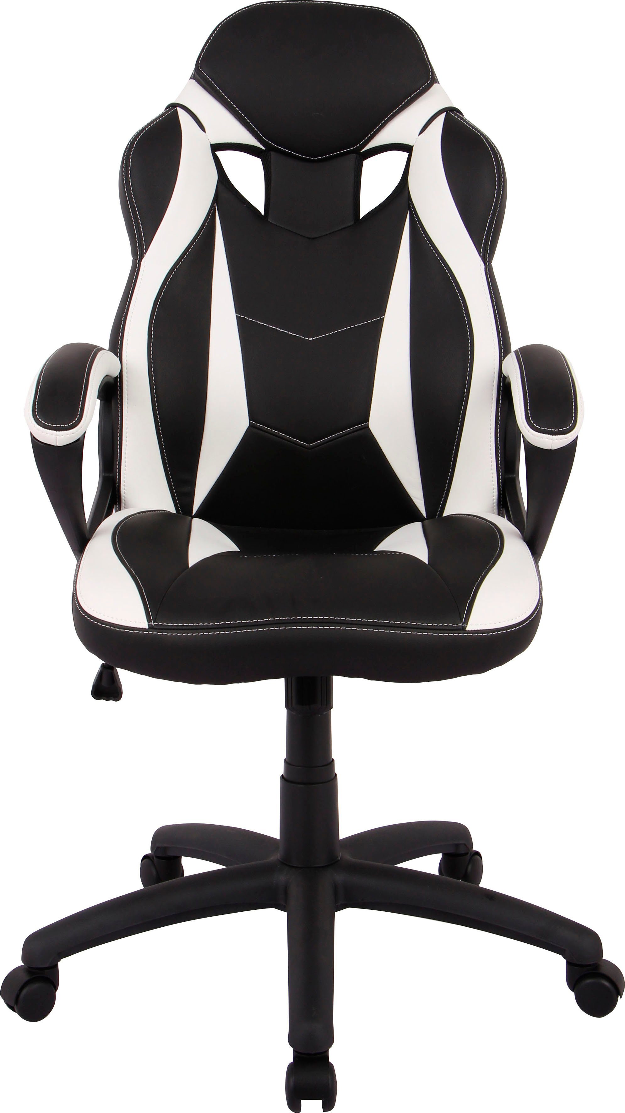 INOSIGN Gaming-Stuhl Monti, Bürostuhl schwarz/weiß komfortabel | gepolsterter schwarz/weiß Chefsessel