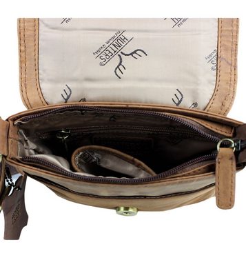 Schompi Schultertasche Kleine Umhängetasche Cross Body Vintage Echtleder Cognac Braun, Messenger Leder-Tasche