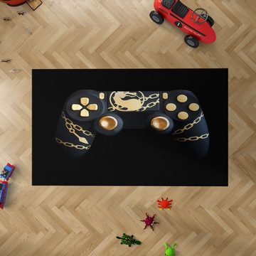 Teppich Controller Design für Gamer Läufer 7x Größen 3D Effekt Schwarz, Jungengel Textilien, Höhe: 6 mm, Universell einsetzbar, Fußbodenheizungsgeeignet
